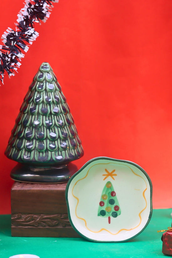 Set of 2 - The Xmas tree & Dessert plate combo handmade in India