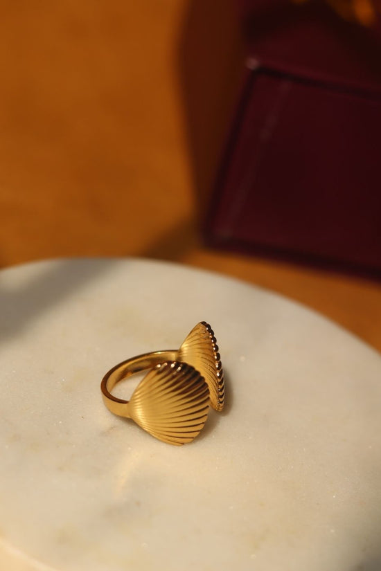 Golden Shell Adjustable Ring handmade in India