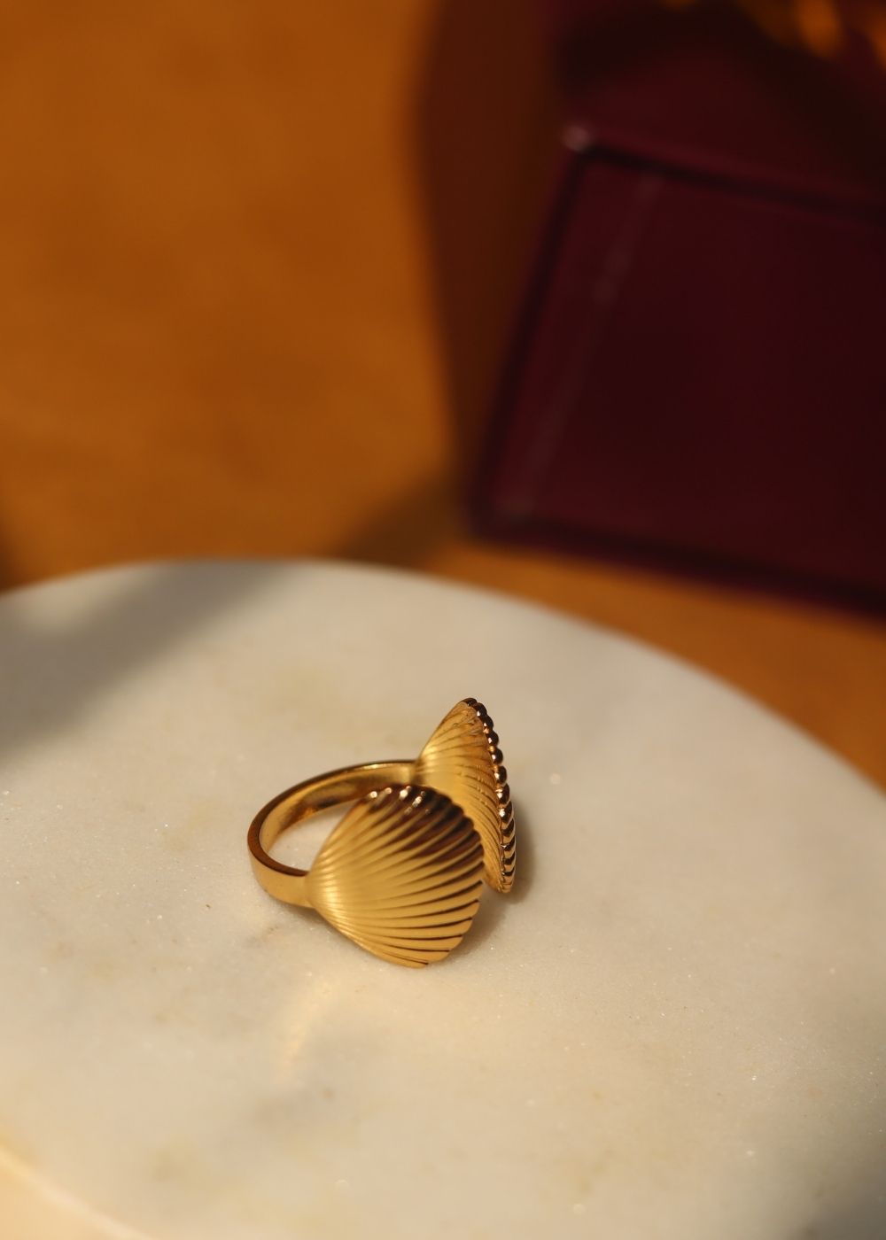 Golden Shell Adjustable Ring handmade in India
