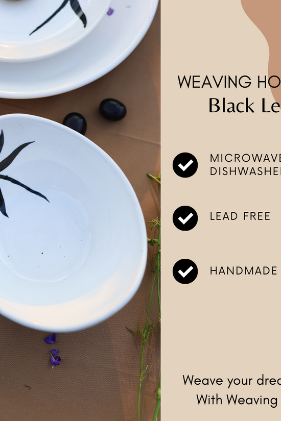 Ceramic handmade black leaf bowl 