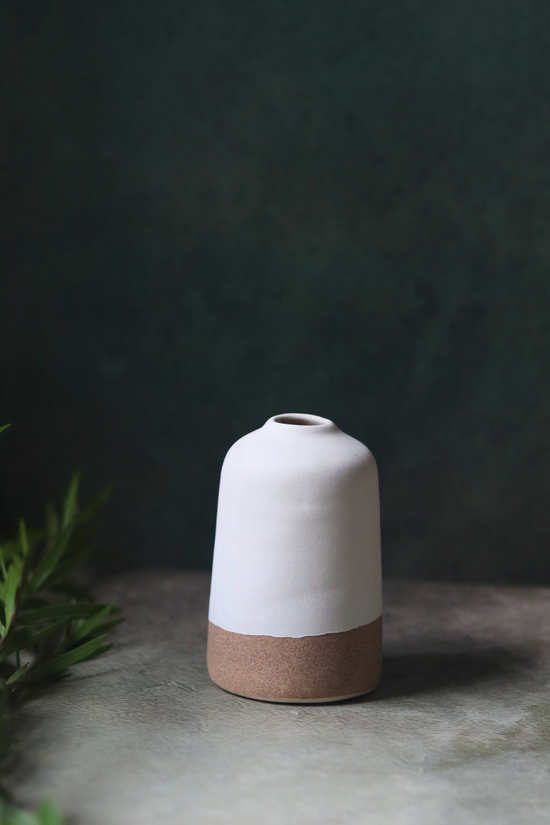 White & Sanded Bud Vase - Tall