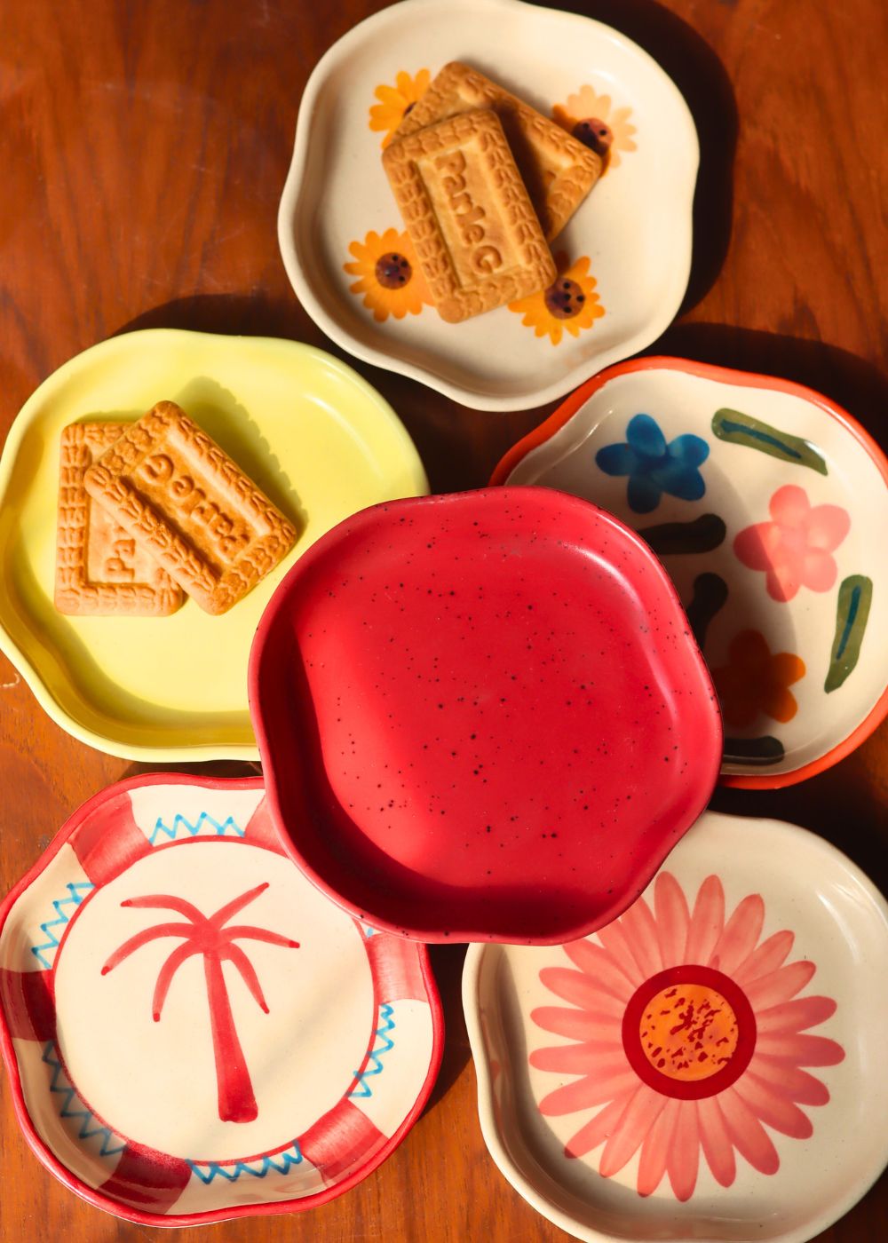 Set of 6 Pastel Petals Handmade dessert plates (for the price of 5) made by ceramic