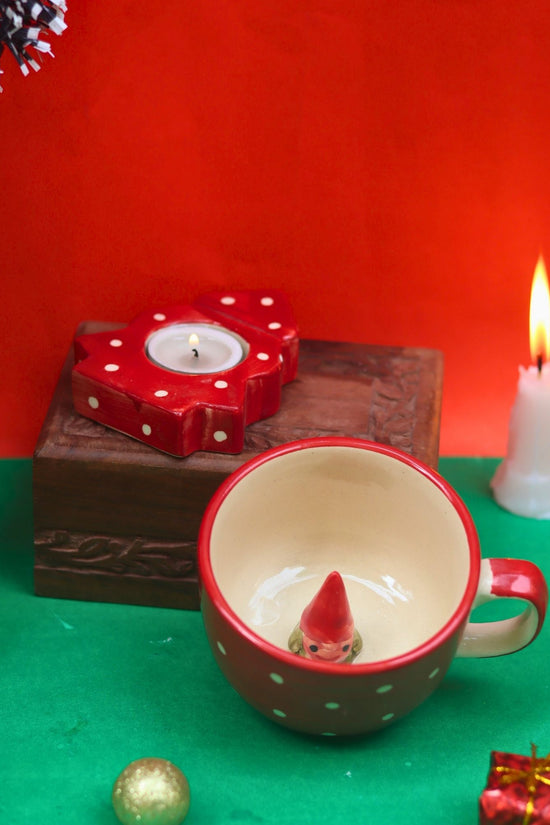 Handmade Set of 2 - Santa in a mug & Christmas tree tea light holder combo