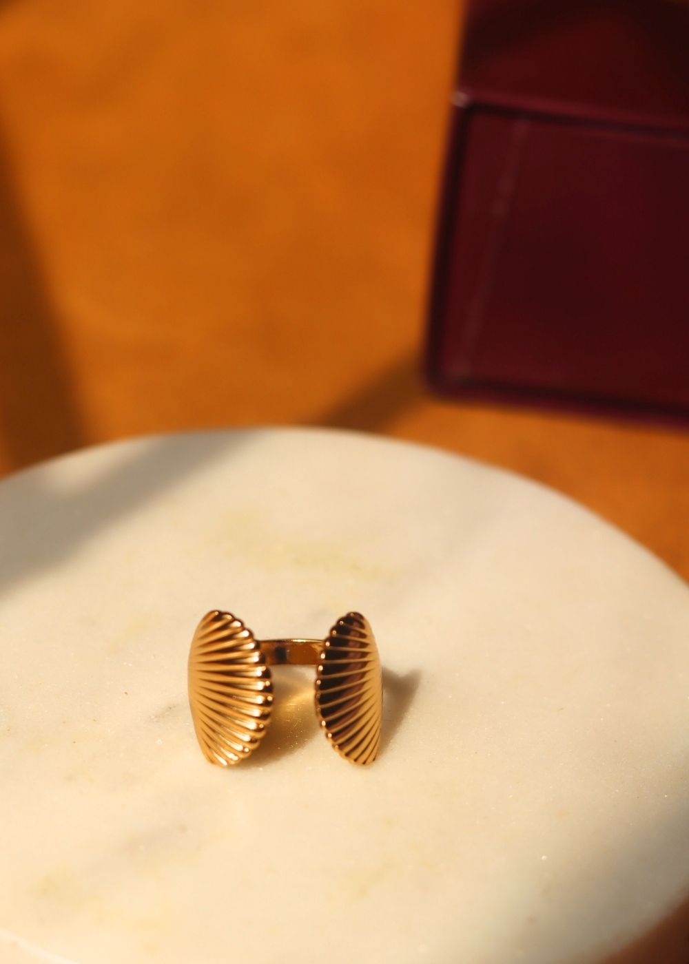 Anti tarnish Golden Shell Adjustable Ring