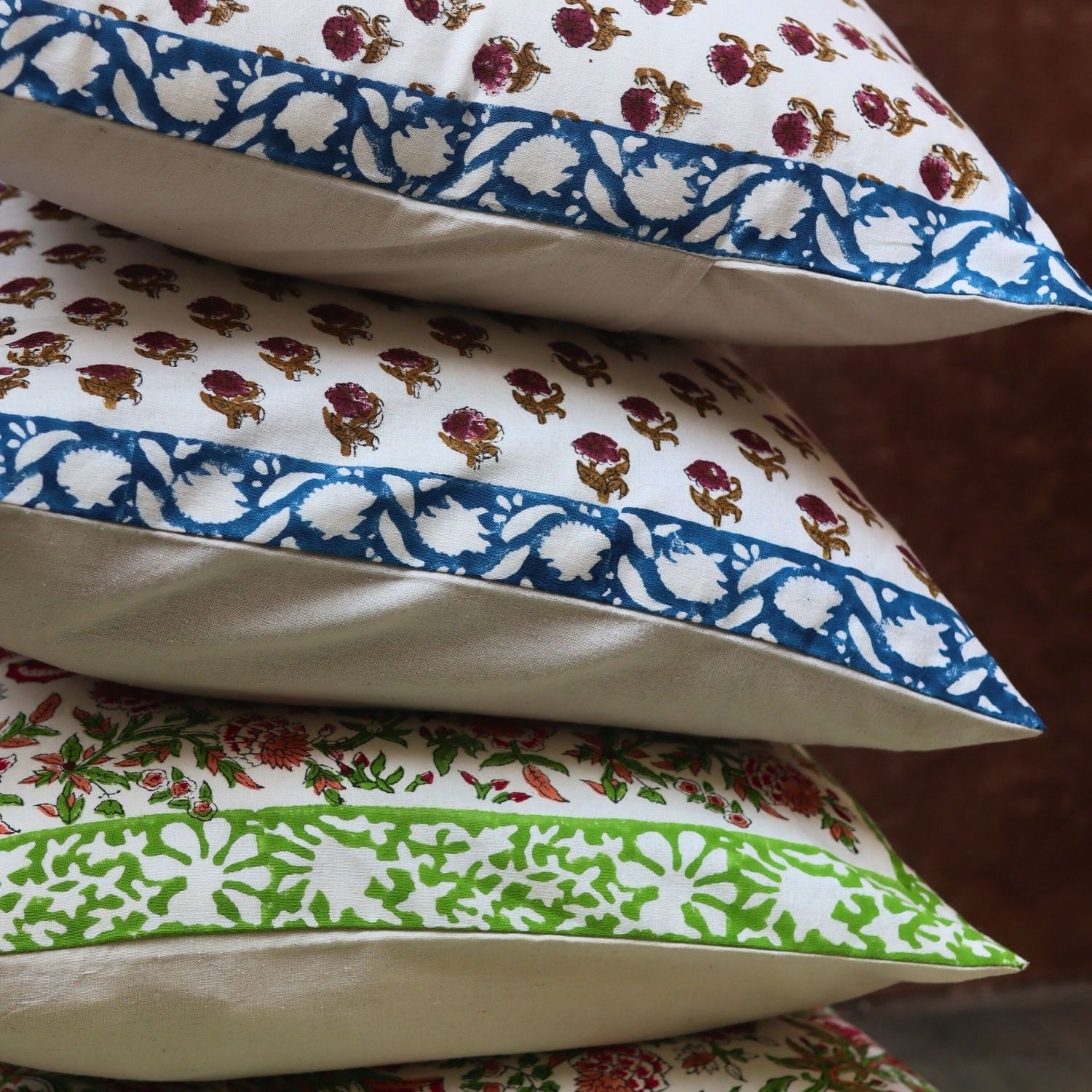 Handmade Floral foliage & Liana Vine Cushion cover combo