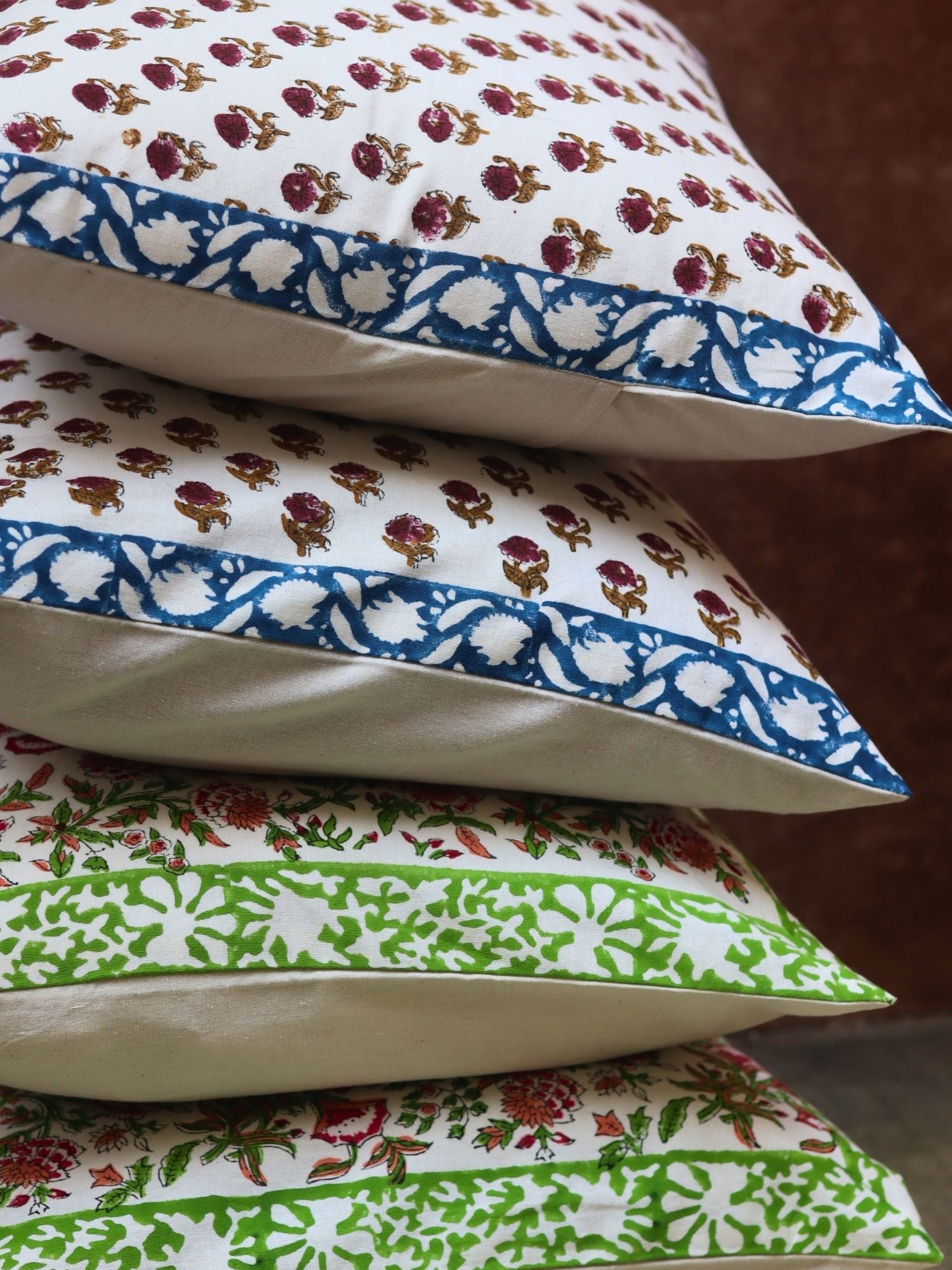 Handmade Floral foliage & Liana Vine Cushion cover combo