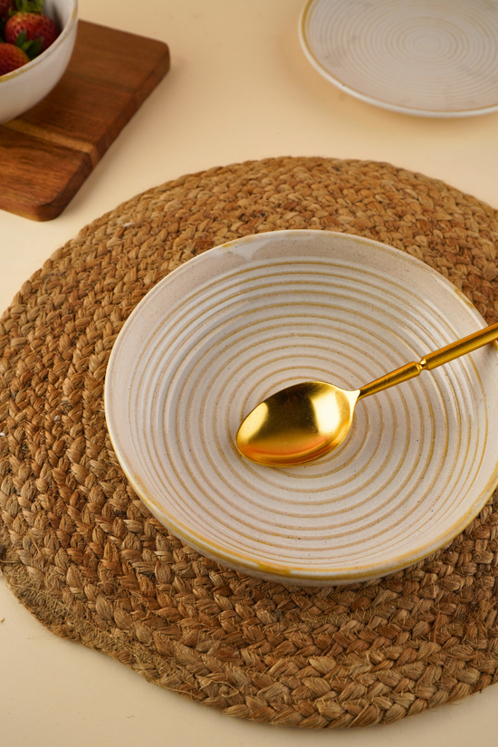 handmade pearl white swirl bowl