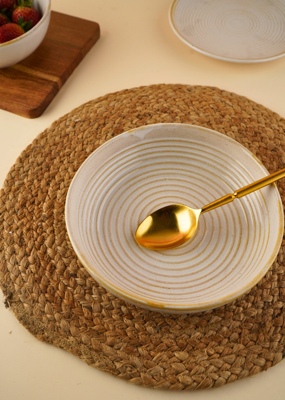 handmade pearl white swirl bowl