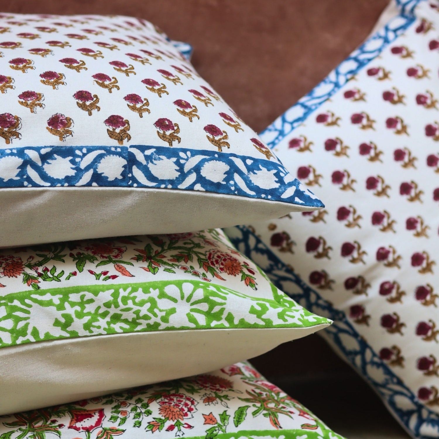 Floral foliage & Liana Vine Cushion cover combo made by cotton