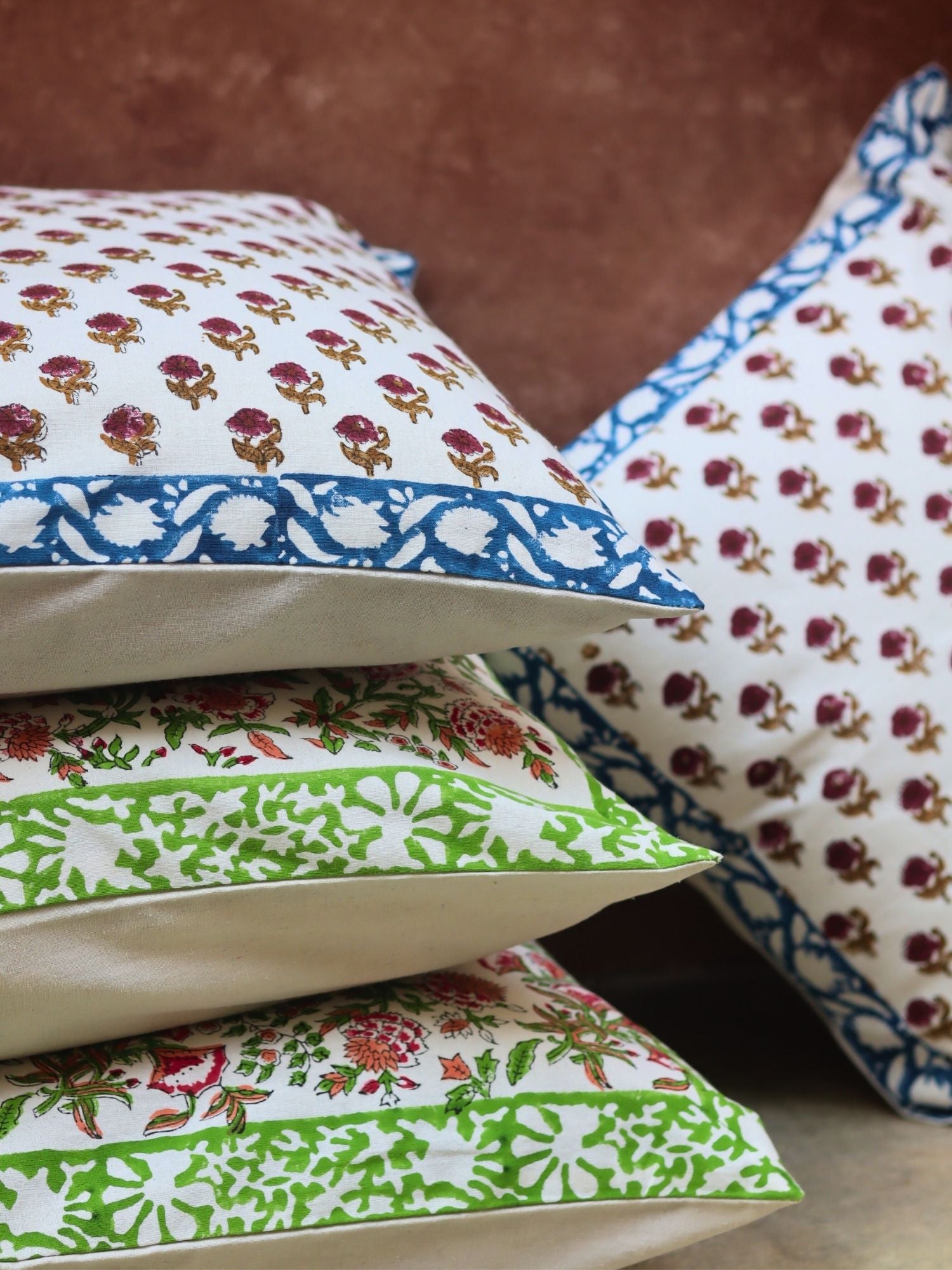 Floral foliage & Liana Vine Cushion cover combo made by cotton