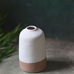 Handmade ceramic white & sanded bud vase - tall