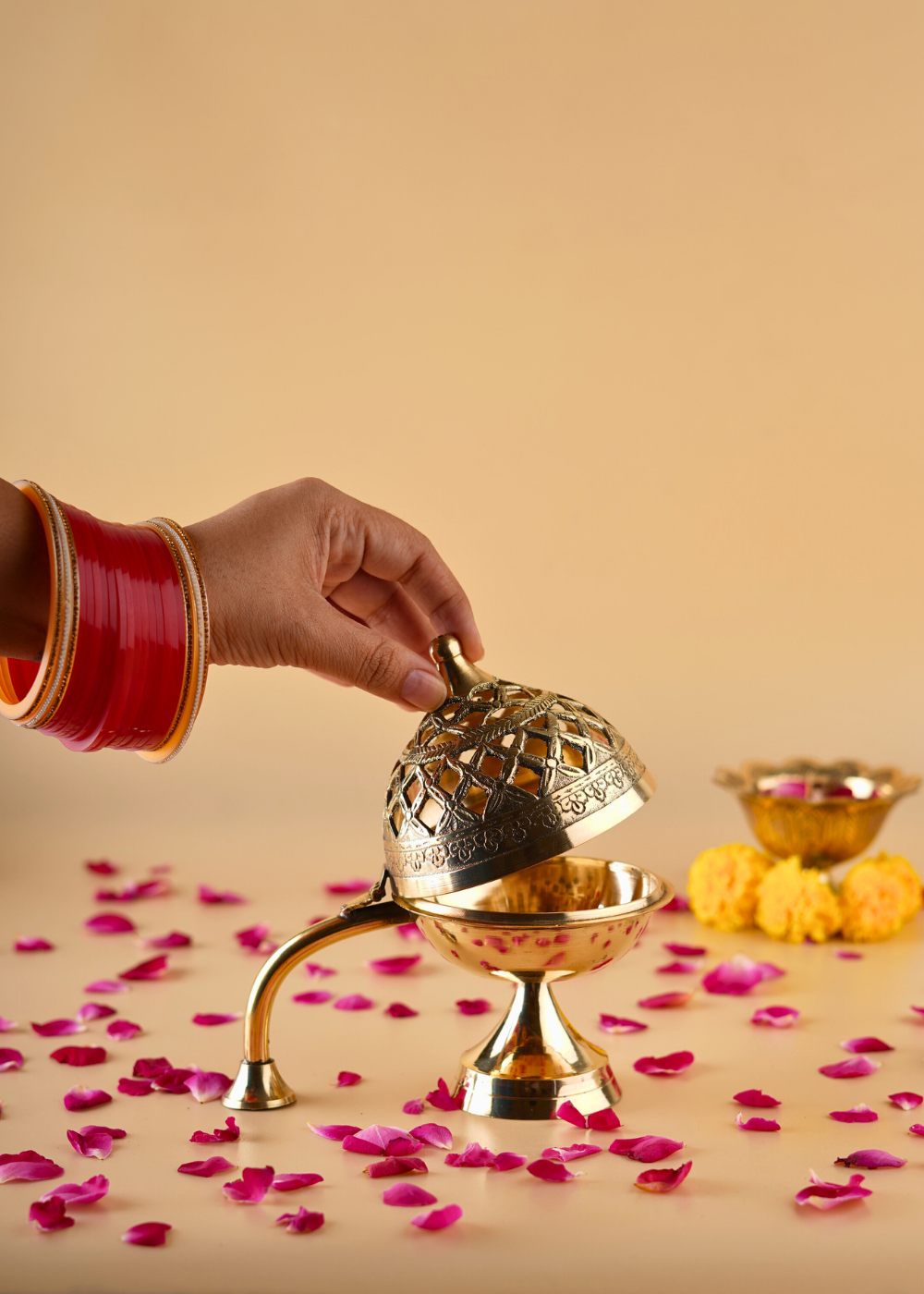 Brass dhoop dani in hand 