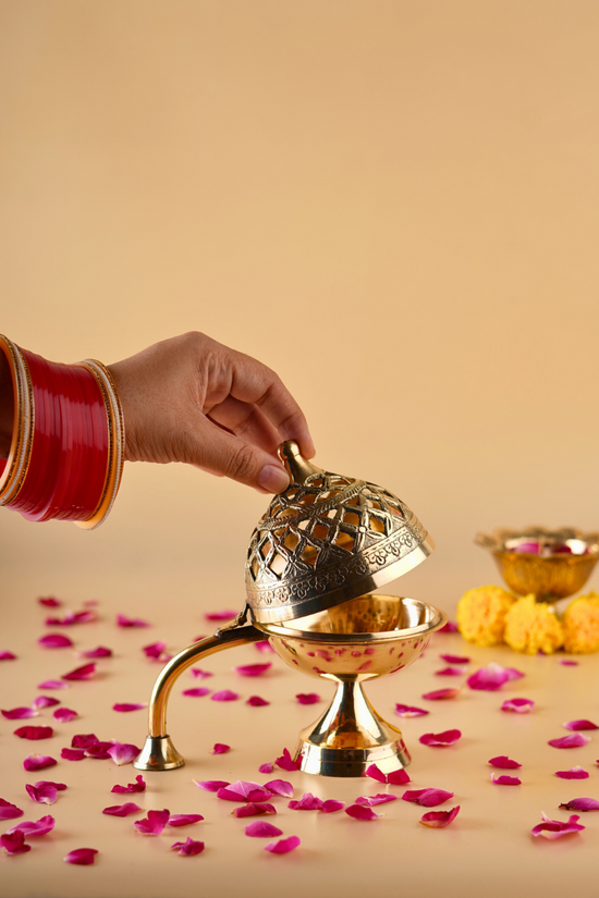 Brass dhoop dani in hand 