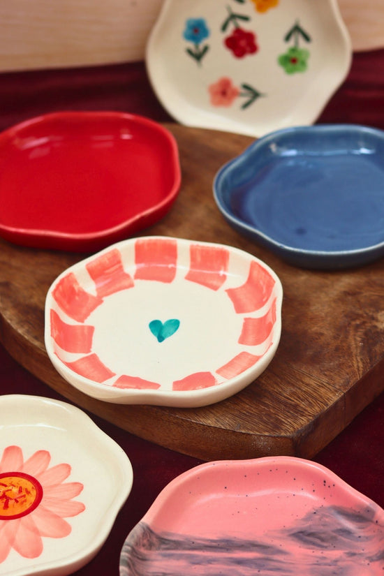 Set of 6 Neutral & Handpainted Dessert plate (for the price of 5) handmade in India