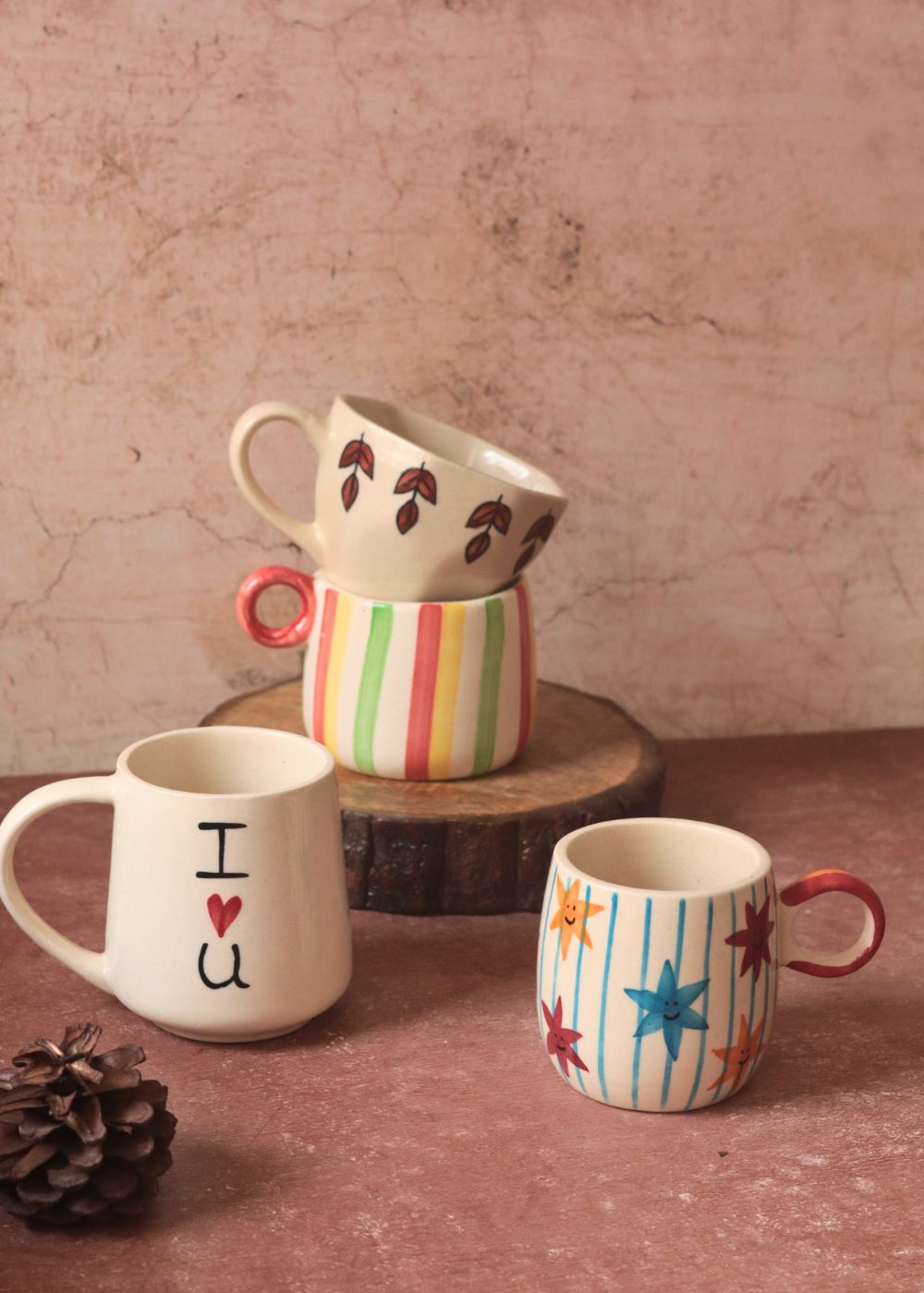 Set of 4 Handpainted Mugs with premium quality material