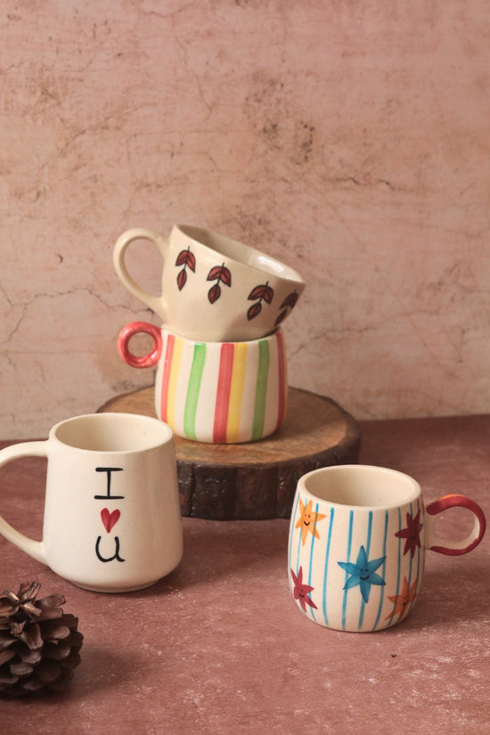Set of 4 Handpainted Mugs with premium quality material