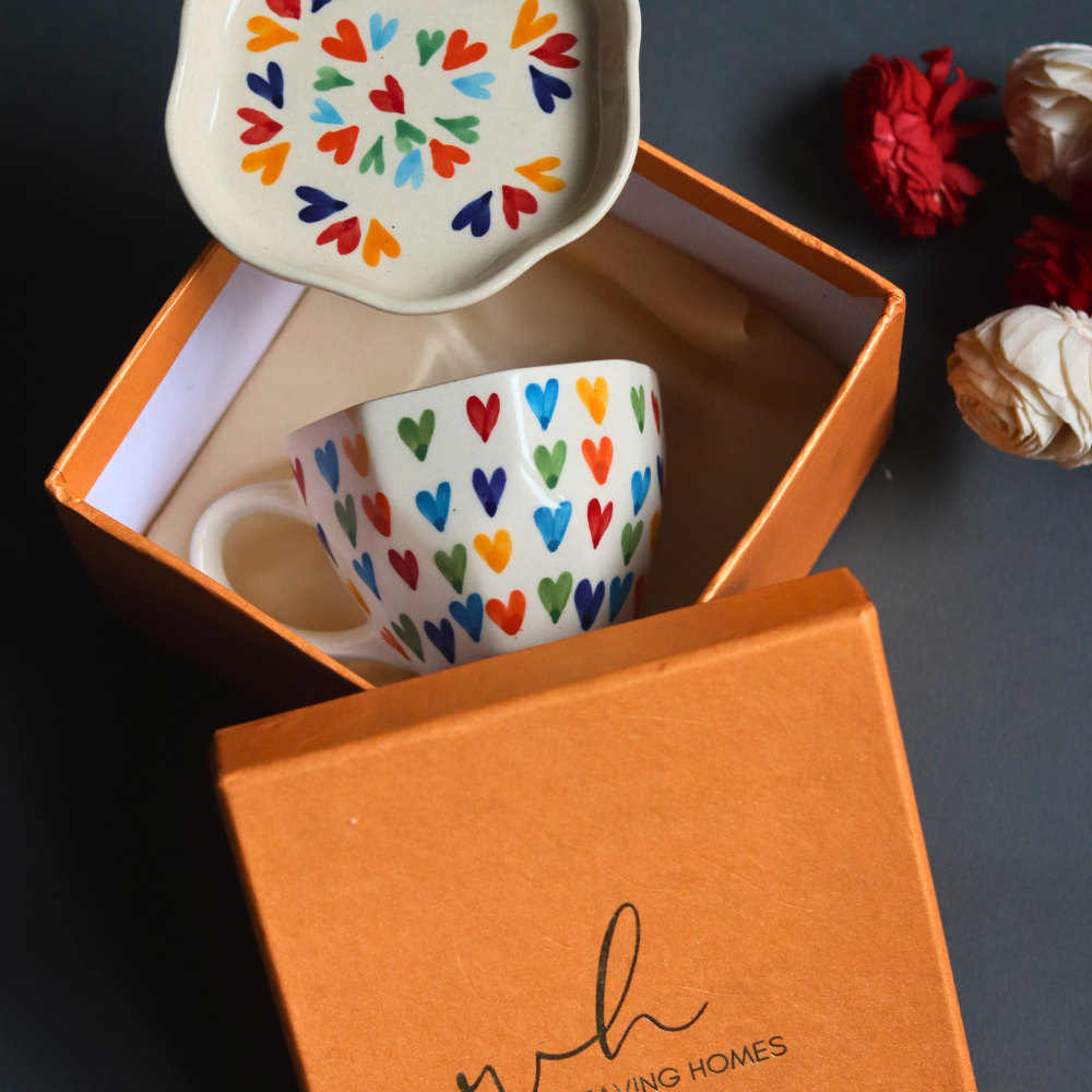 Handmade mug & dessert plate in gift box