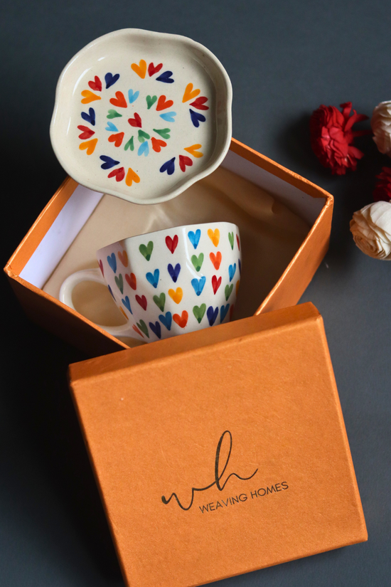 Handmade mug & dessert plate in gift box