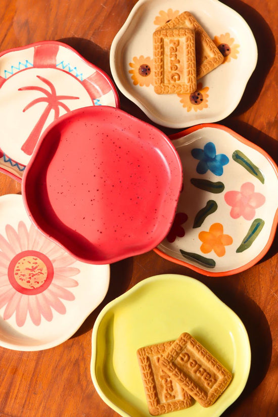 Set of 6 Pastel Petals Handmade dessert plates (for the price of 5) with premium quality material
