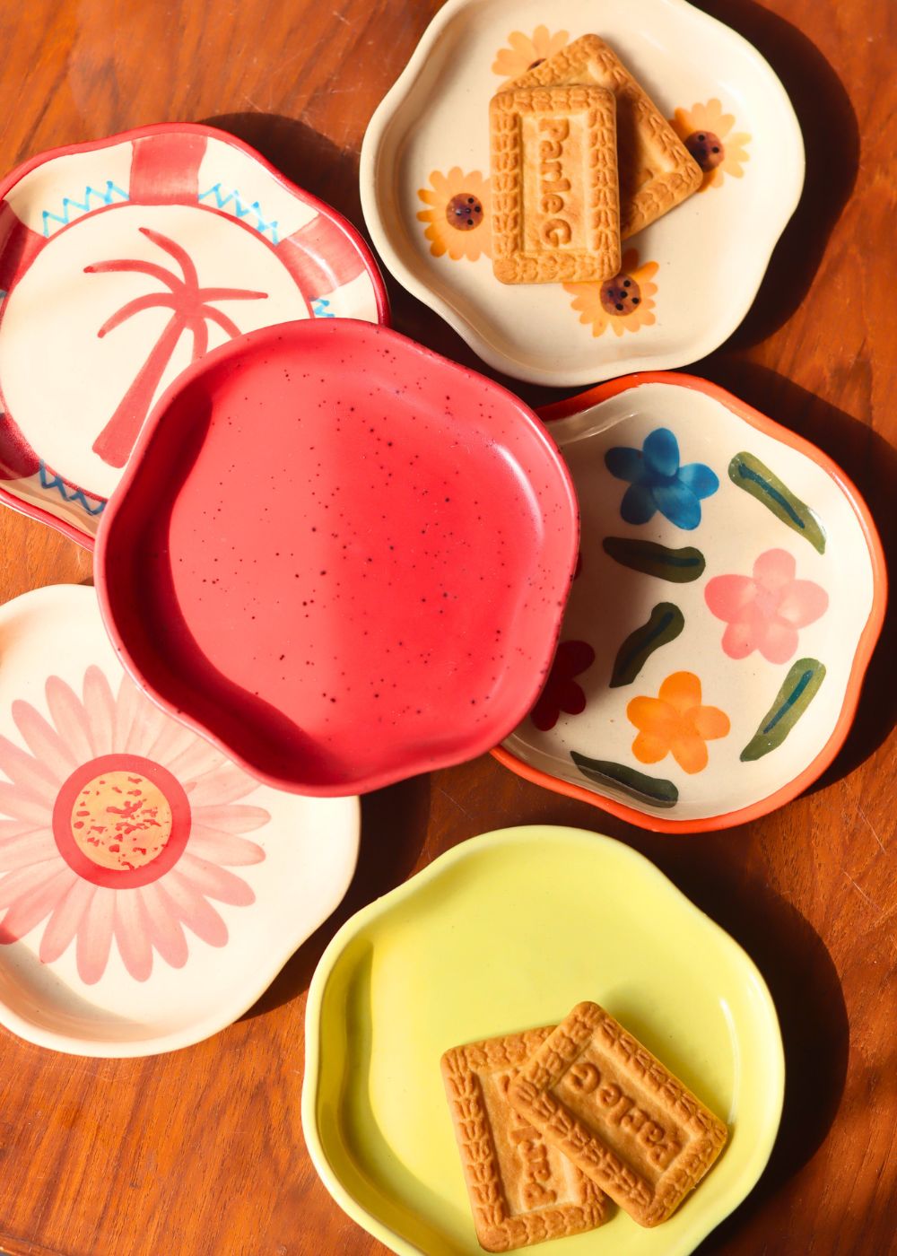 Set of 6 Pastel Petals Handmade dessert plates (for the price of 5) with premium quality material