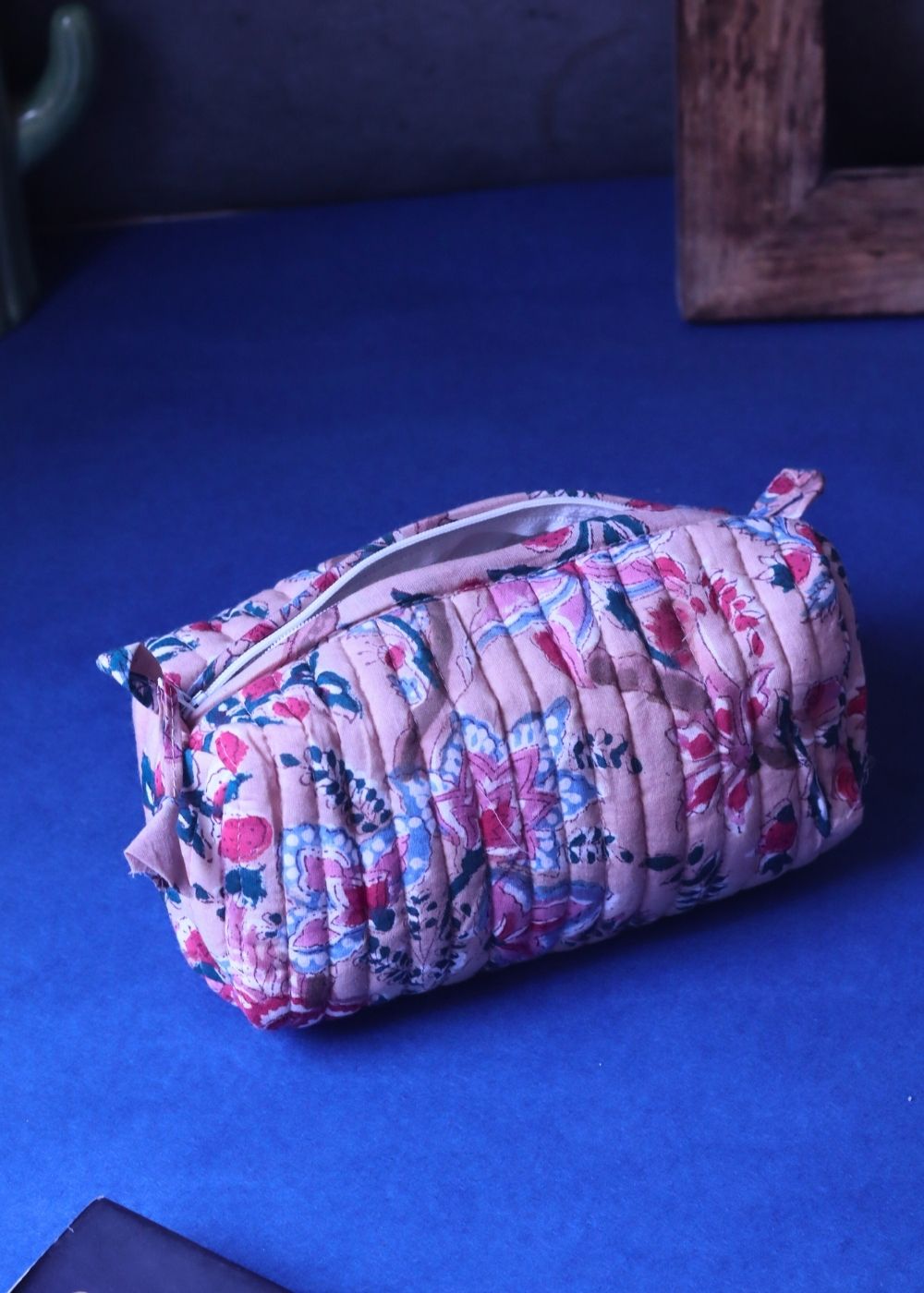 Floral Plush Toiletry Bag - Small handmade in India