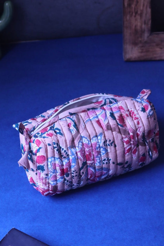 Floral Plush Toiletry Bag - Small handmade in India