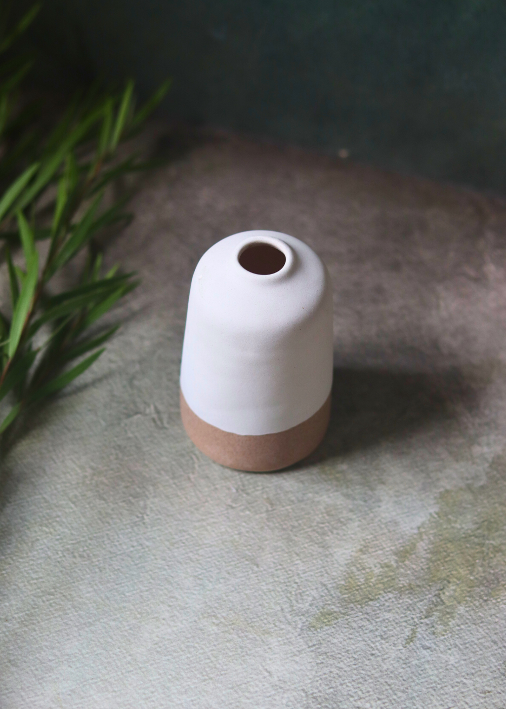 White & sanded ceramic bud vase - tall