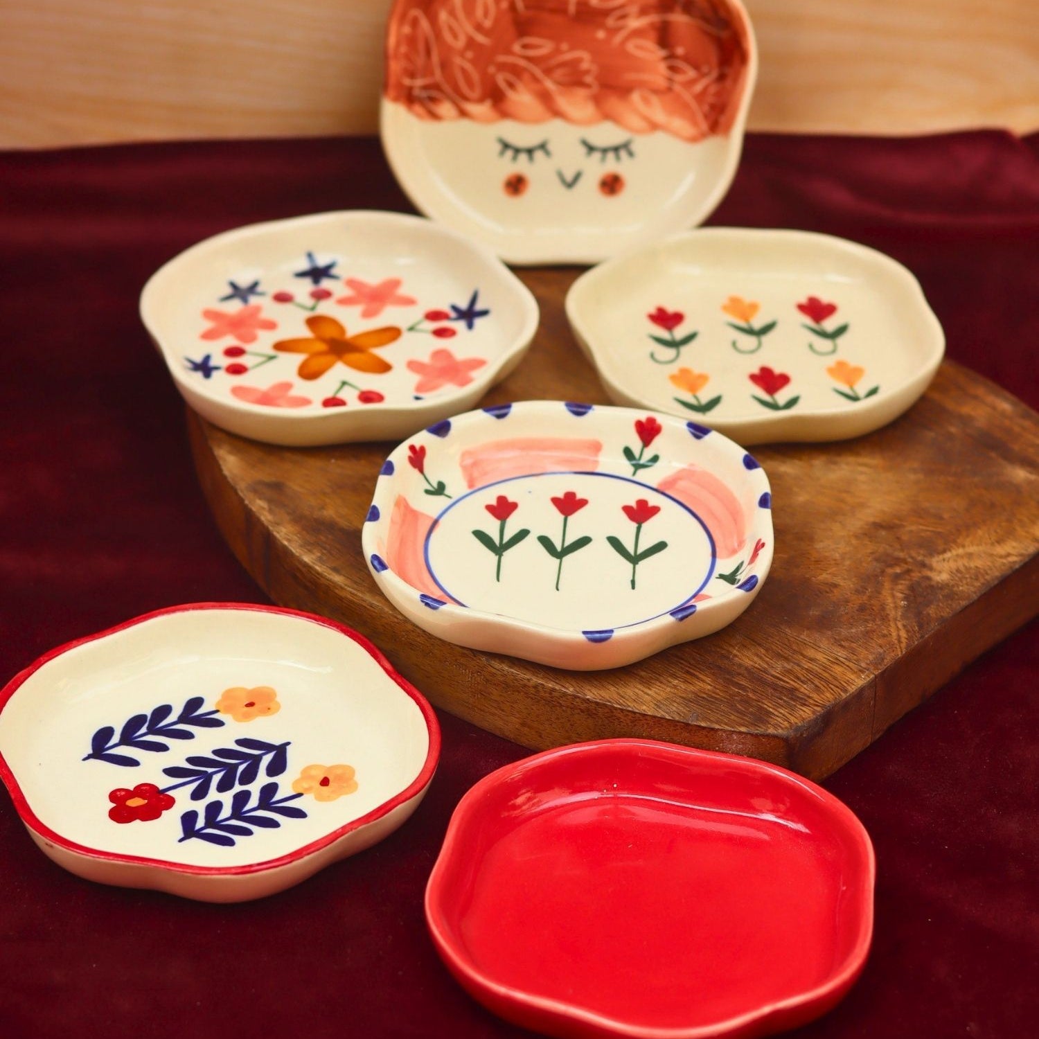 handmade Set of 6 Floral Dreams Handmade Dessert Plate (for the price of 5)