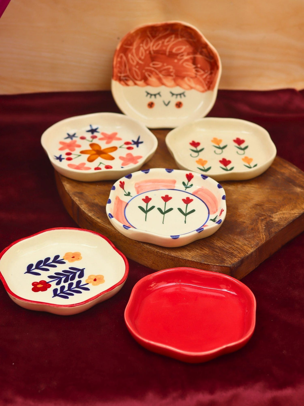 handmade Set of 6 Floral Dreams Handmade Dessert Plate (for the price of 5)