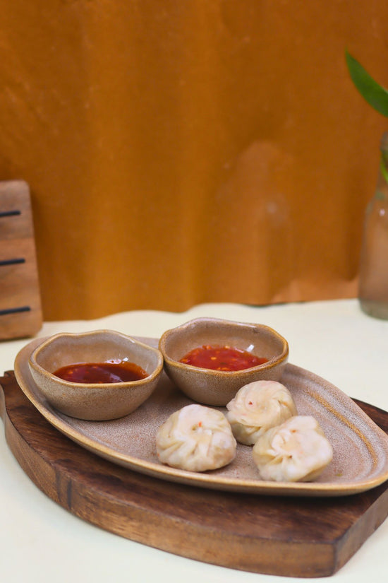 Artisanal Beige Serving Platter with Bowls