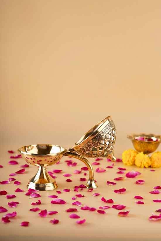 Brass dhoop dani with rose petals