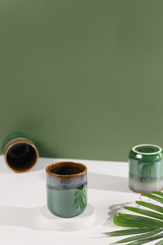 Green and brown kulhads