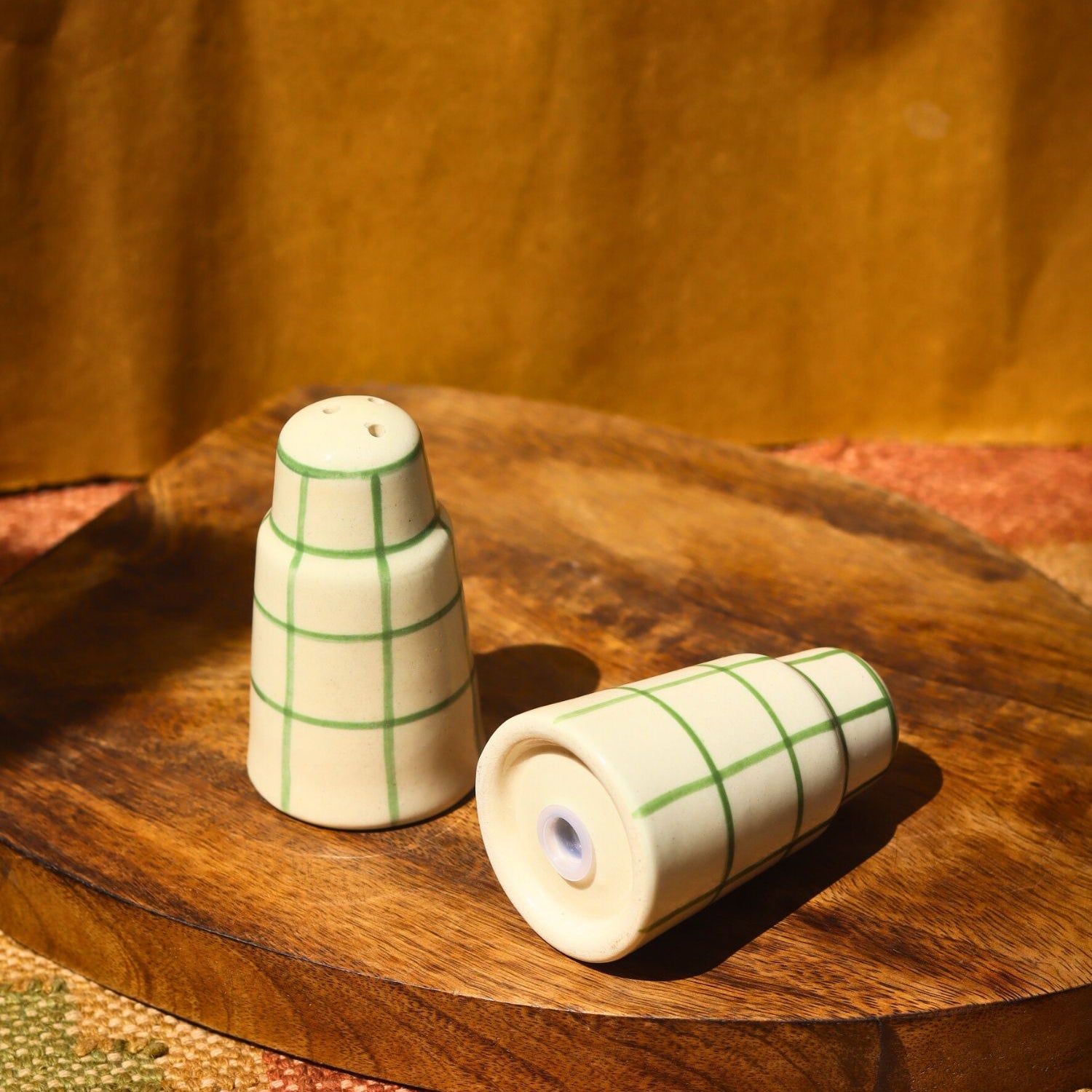 handmade Chequered Salt Pepper Shakers