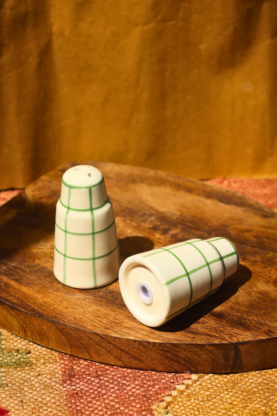 handmade Chequered Salt Pepper Shakers