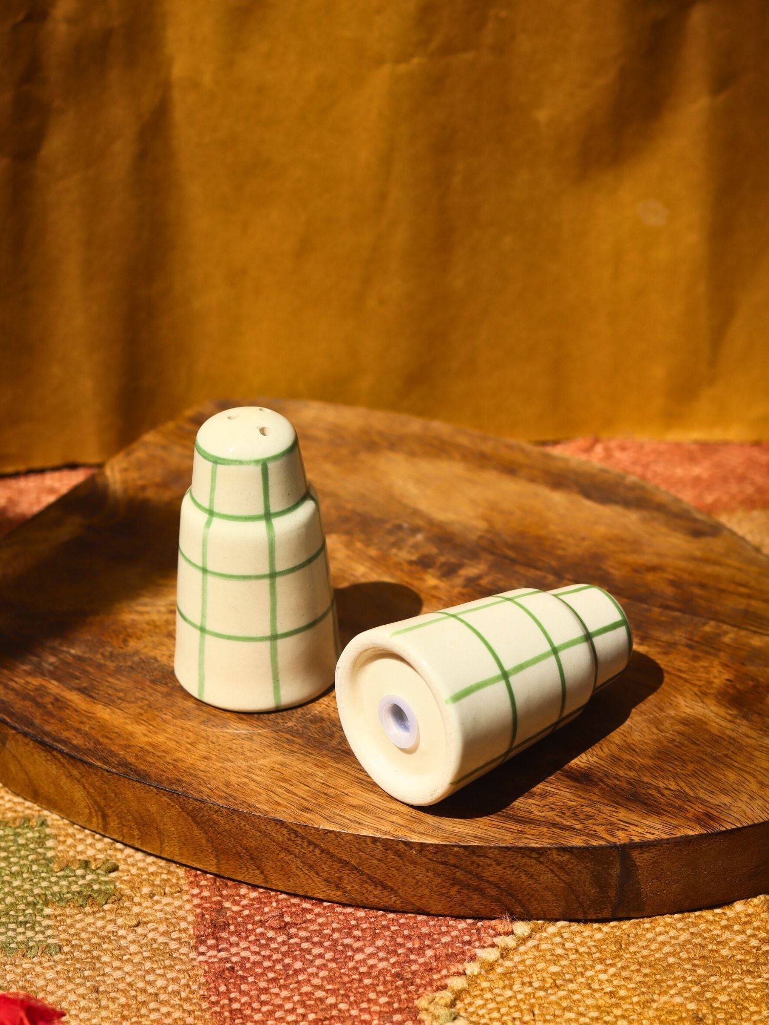 handmade Chequered Salt Pepper Shakers