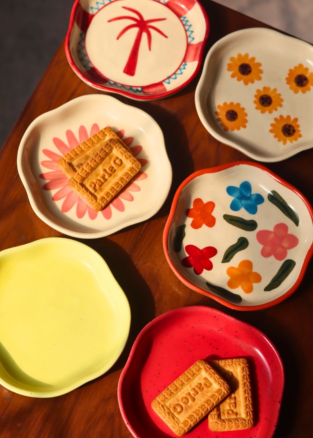 Set of 6 Pastel Petals Handmade dessert plates (for the price of 5) handmade in india
