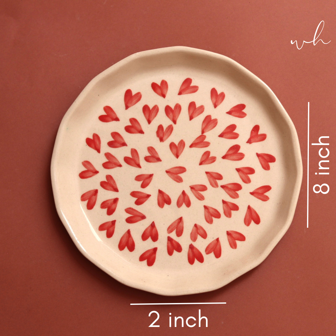 All hearts ceramic plate height & breadth