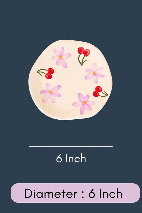 Cherry Fields Handmade Dessert Plate with all Measurements
