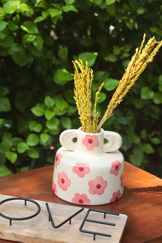 Pink Floral print ceramic vase with premium quality material
