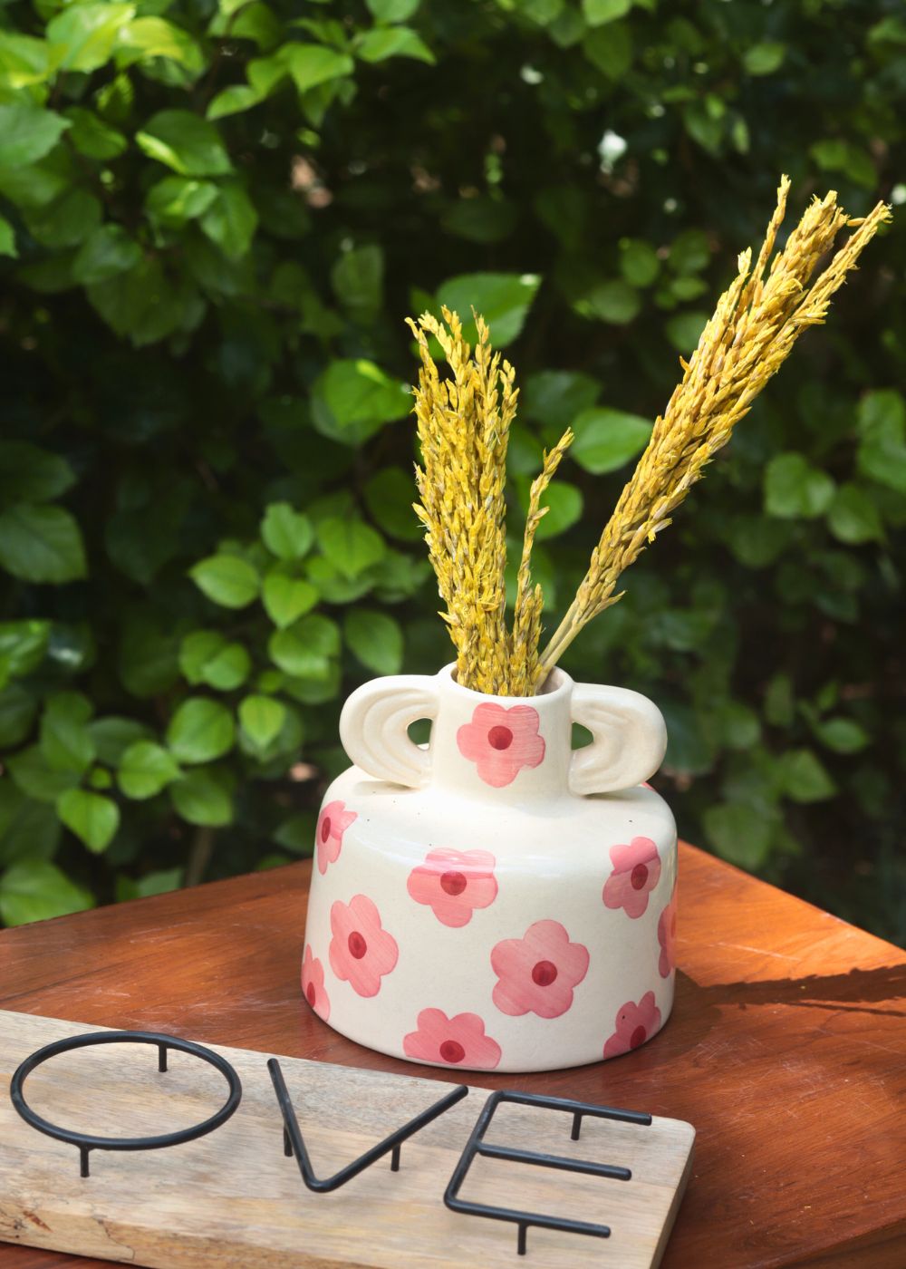 Pink Floral print ceramic vase with premium quality material