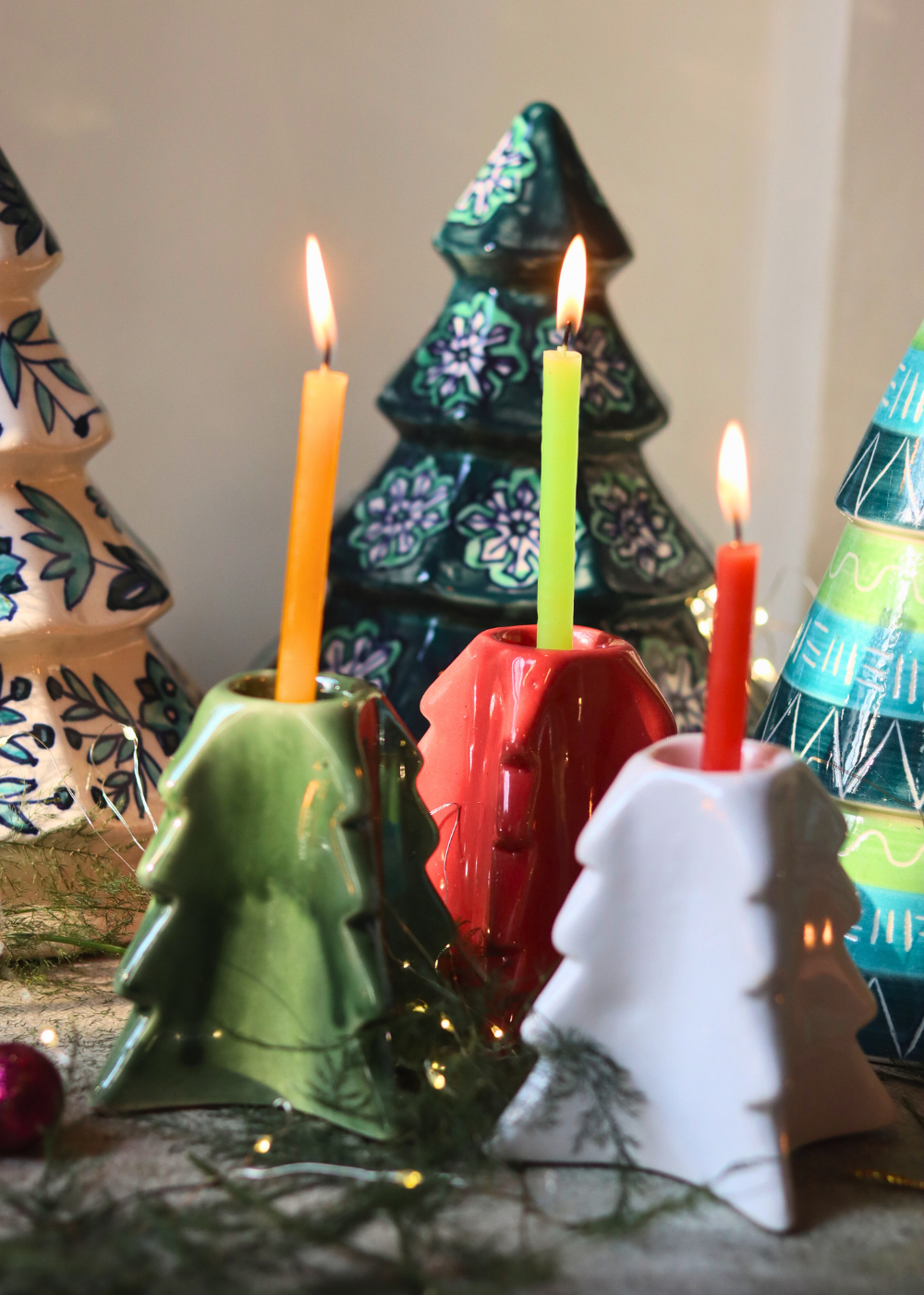 handmade christmas tree candle stand set of three combo