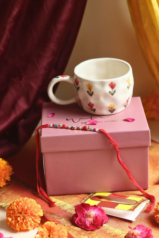 Tulip Mug Rakhi Gift Box made by ceramic