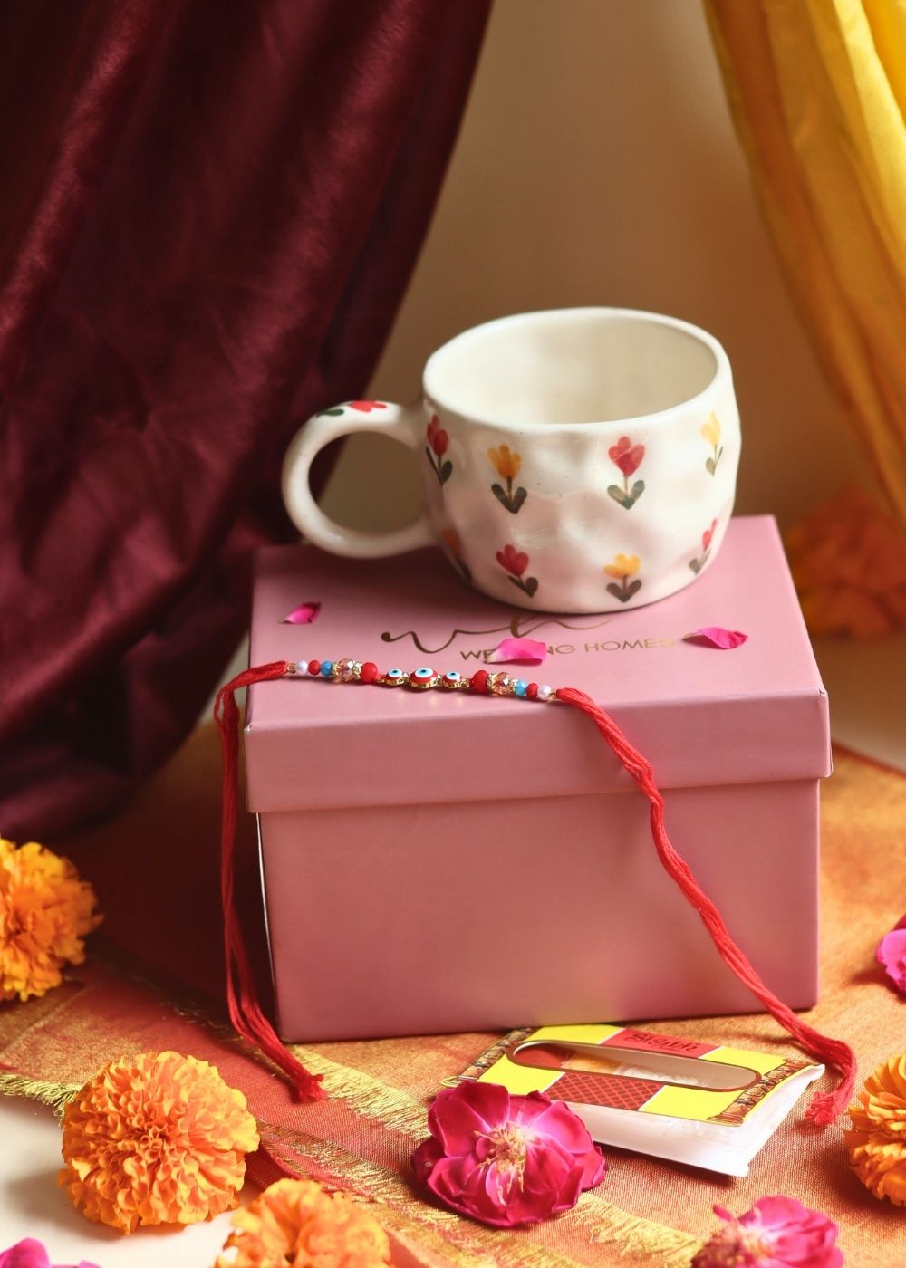 Tulip Mug Rakhi Gift Box made by ceramic