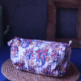 Handmade White Paisley Toiletry Bag - Large