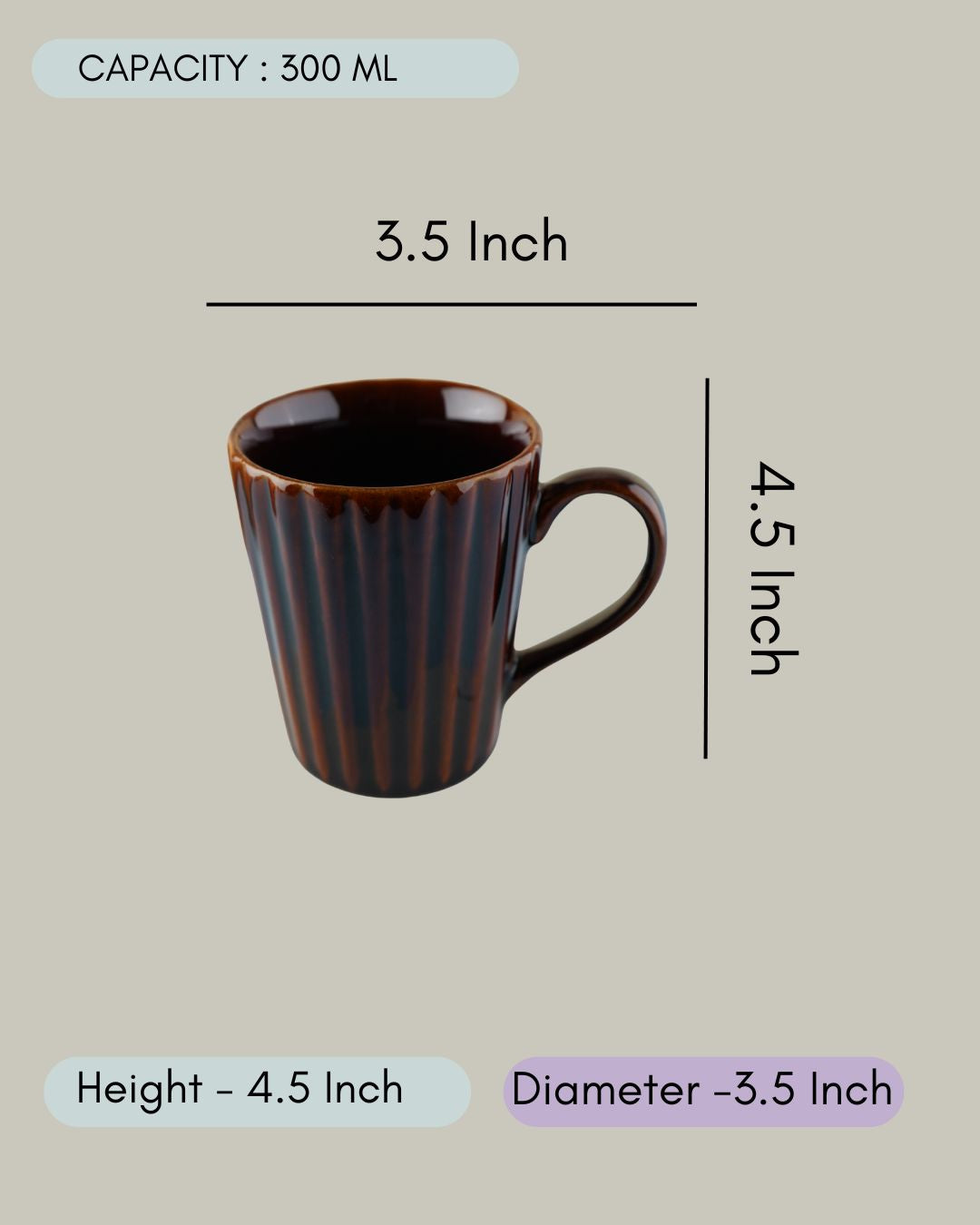 Basic Brown Coffee Mug  - Set of 6
