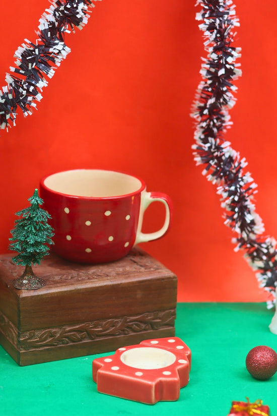 Set of 2 - Santa in a mug & Christmas tree tea light holder combo handmade in India