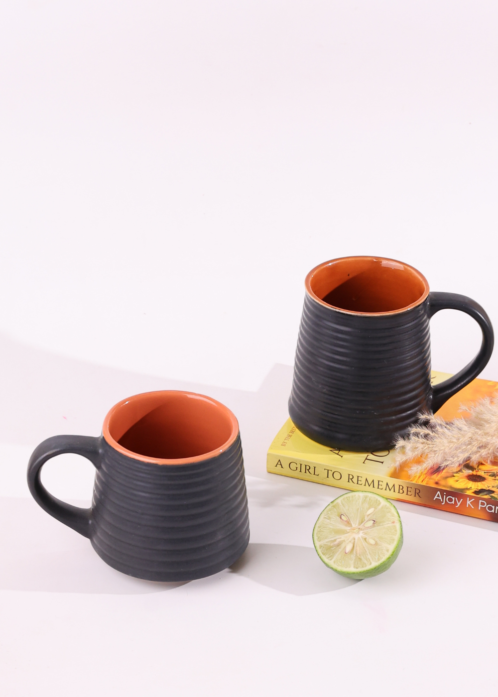 handmade black coffee mug set of two combo