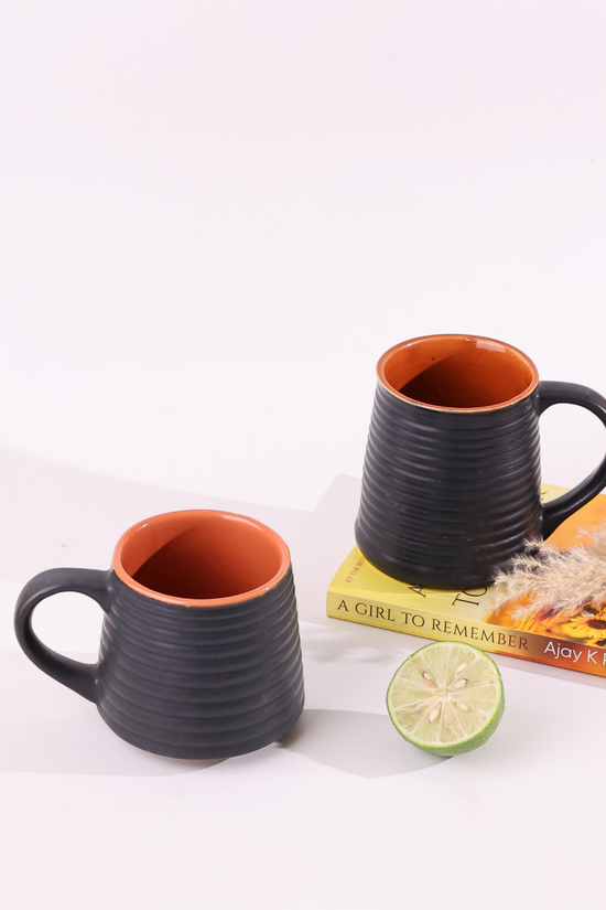 handmade black coffee mug set of two combo