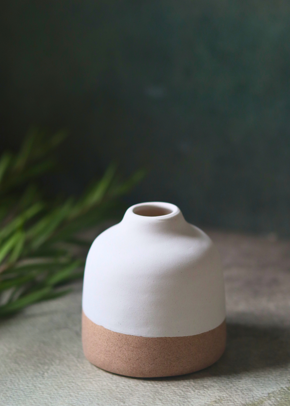 Handmade ceramic bud vase white & sanded