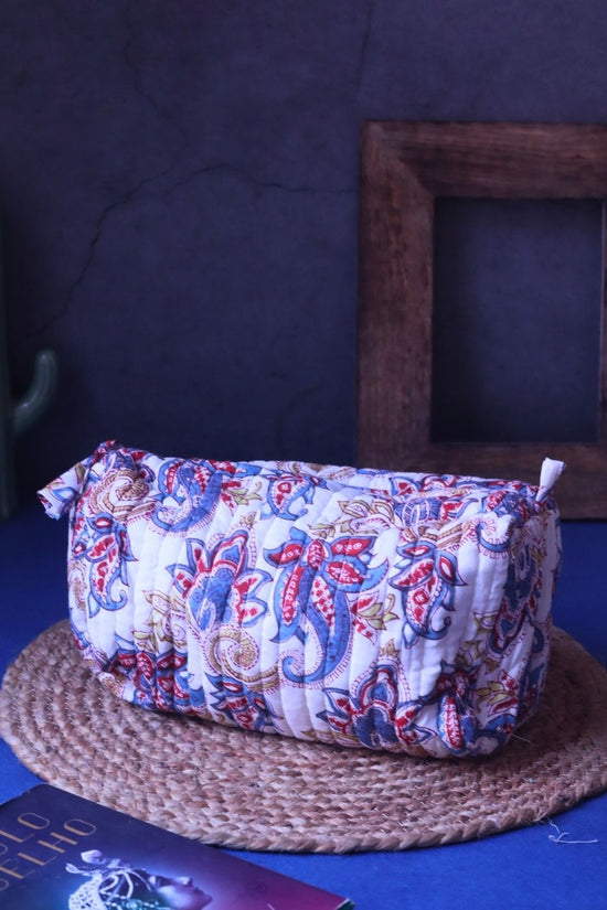White Paisley Toiletry Bag - Large made by cottton